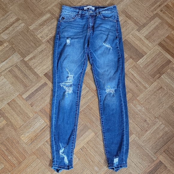 KanCan Distressed Denim Skinny Jeans Size 7 - Picture 1 of 9